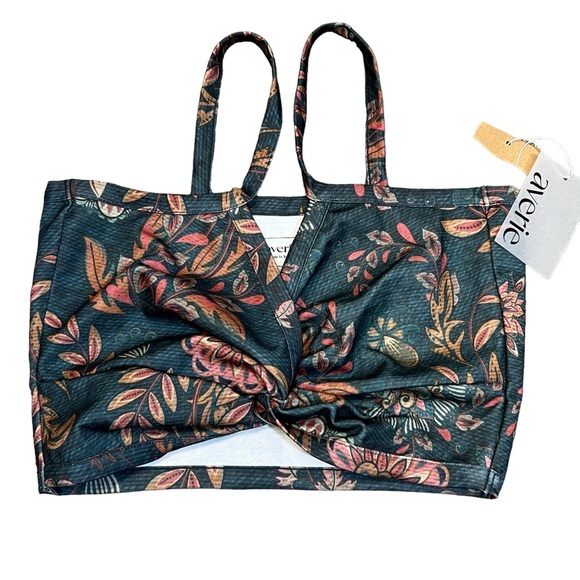 Averie Halley Midi Slit Skirt & Knotted Top Pink & Saffron Floral Leaves Set - Picture 2 of 13